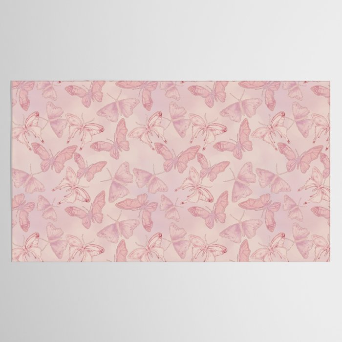 Butterfly Pattern soft pink pastel Tablecloth Gallery Image 2