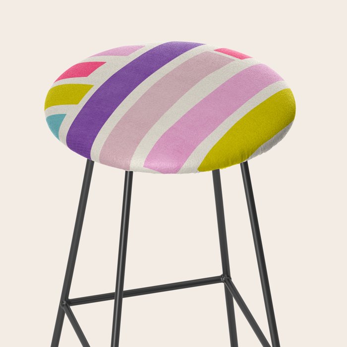 Pastel Tones Colorful Artwork Stool Gallery Image 2