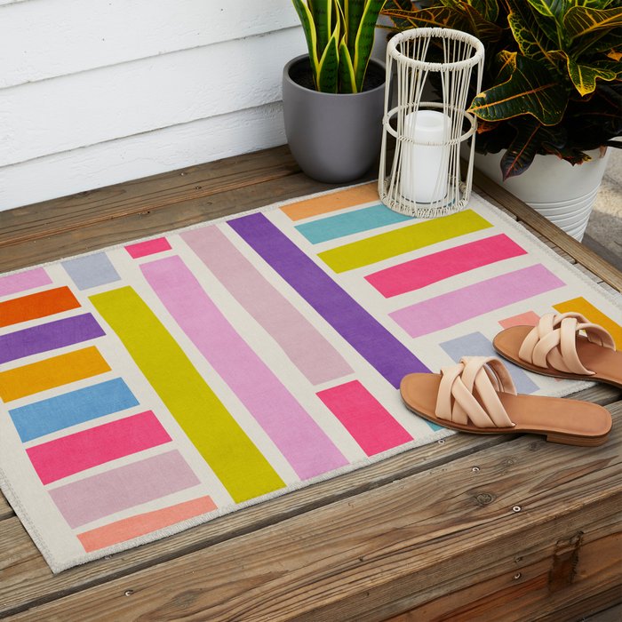 Pastel Tones Colorful Artwork Outdoor Rug Gallery Image 2