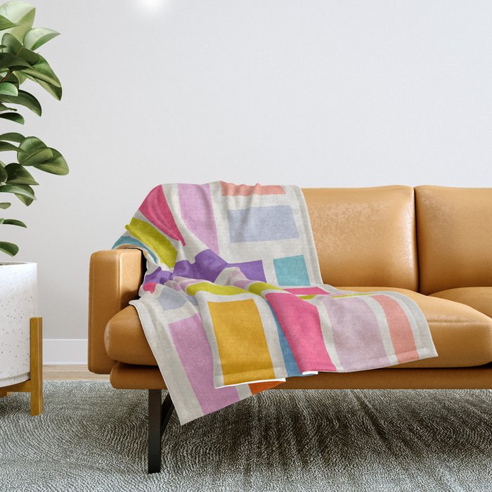 Pastel Tones Colorful Artwork Throw Blanket Gallery Image 1