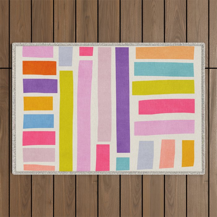 Pastel Tones Colorful Artwork Outdoor Rug Gallery Image 1
