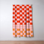 Checkered Triplet Mixed Check Pattern in Orange and Pink Tones Window Curtain Gallery Image 3