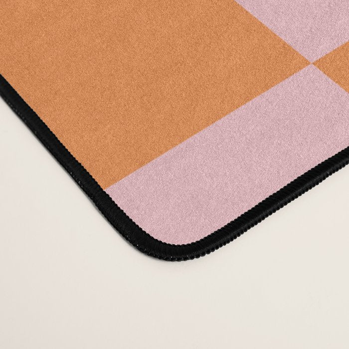 Checkered Triplet Mixed Check Pattern in Orange and Pink Tones Desk Mat Gallery Image 4