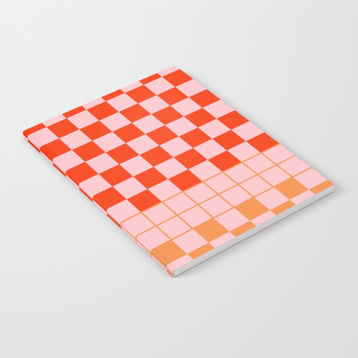 Checkered Triplet Mixed Check Pattern in Orange and Pink Tones Notebook Gallery Image 2