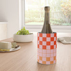 Checkered Triplet Mixed Check Pattern in Orange and Pink Tones Wine Chiller Gallery Image 4