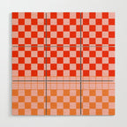 Checkered Triplet Mixed Check Pattern in Orange and Pink Tones Wood Wall Art Gallery Image 1