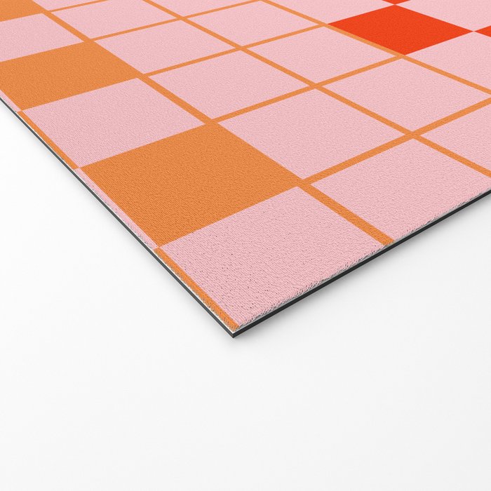Checkered Triplet Mixed Check Pattern in Orange and Pink Tones Welcome Mat Gallery Image 2