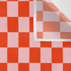 Checkered Triplet Mixed Check Pattern in Orange and Pink Tones Wall Tapestry Gallery Image 3