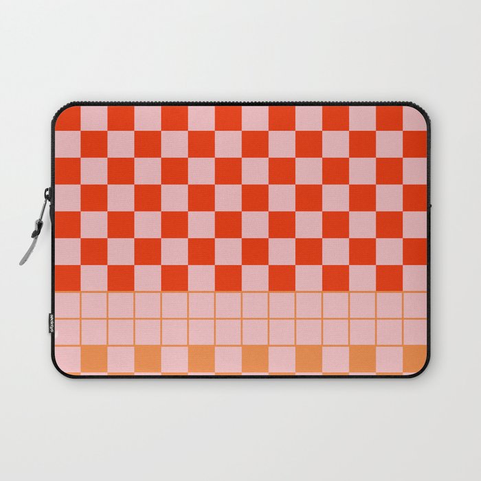 Checkered Triplet Mixed Check Pattern in Orange and Pink Tones Laptop Sleeve Gallery Image 1