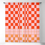 Checkered Triplet Mixed Check Pattern in Orange and Pink Tones Window Curtain Gallery Image 5