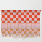 Checkered Triplet Mixed Check Pattern in Orange and Pink Tones Wall Hanging Gallery Image 1