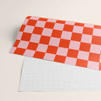 Checkered Triplet Mixed Check Pattern in Orange and Pink Tones Wrapping Paper Gallery Image 2