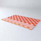 Checkered Triplet Mixed Check Pattern in Orange and Pink Tones Rug Gallery Image 3