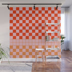 Checkered Triplet Mixed Check Pattern in Orange and Pink Tones Wall Mural Gallery Image 1