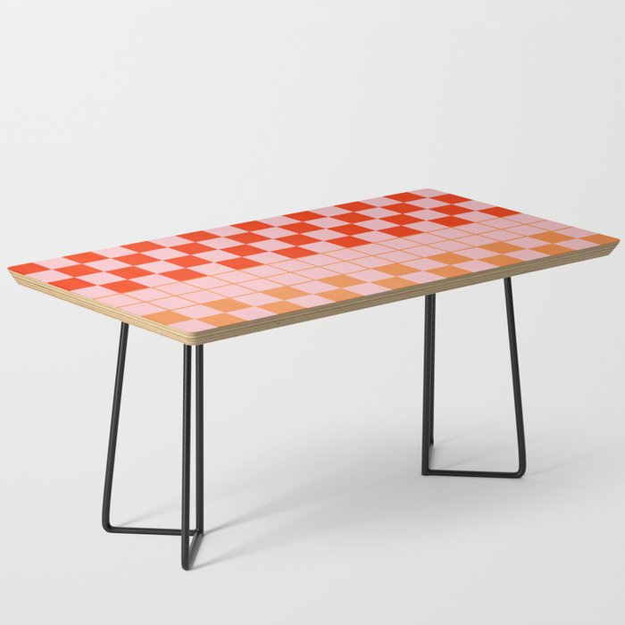 Checkered Triplet Mixed Check Pattern in Orange and Pink Tones Coffee Table Gallery Image 1