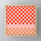 Checkered Triplet Mixed Check Pattern in Orange and Pink Tones Mini Art Print Gallery Image 1