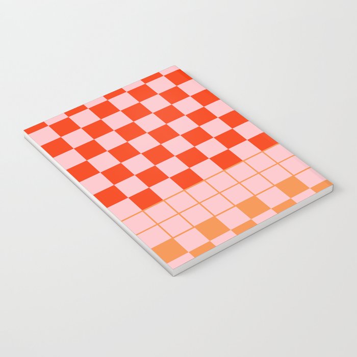 Checkered Triplet Mixed Check Pattern in Orange and Pink Tones Notebook Gallery Image 3
