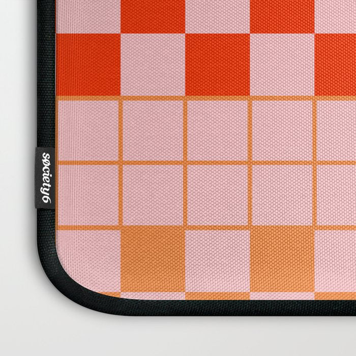 Checkered Triplet Mixed Check Pattern in Orange and Pink Tones Laptop Sleeve Gallery Image 3