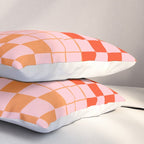Checkered Triplet Mixed Check Pattern in Orange and Pink Tones Pillow Sham Gallery Image 3