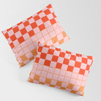 Checkered Triplet Mixed Check Pattern in Orange and Pink Tones Pillow Sham Gallery Image 3
