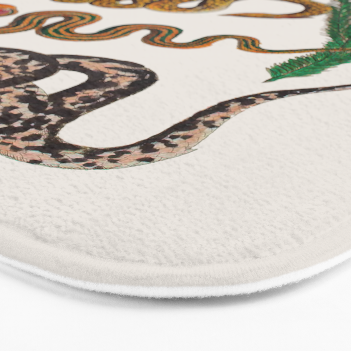 Snakes Birds Sunflower Art Print by Albertus Seba Bath Mat Gallery Image 3