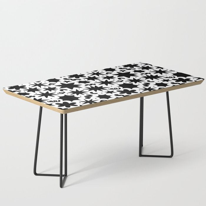 Black and white fun star doodle pattern Coffee Table Gallery Image 1