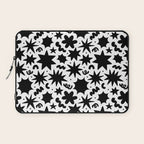 Black and white fun star doodle pattern Laptop Sleeve Gallery Image 1