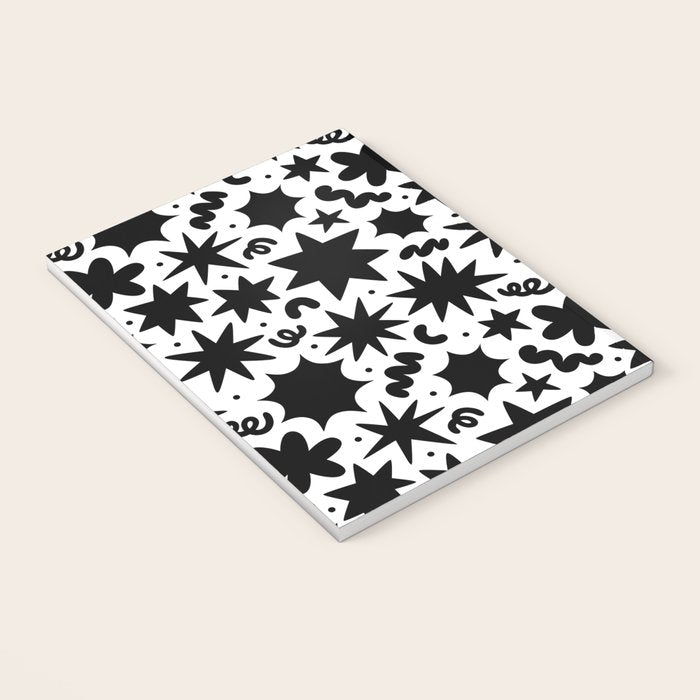 Black and white fun star doodle pattern Notebook Gallery Image 3
