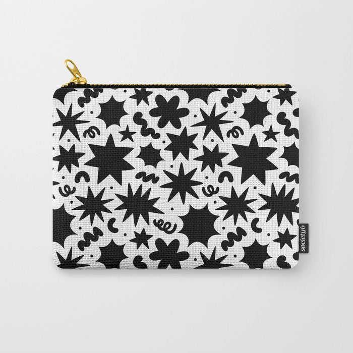Black and white fun star doodle pattern Carry All Pouch Gallery Image 1