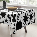 Black and white fun star doodle pattern Tablecloth Gallery Image 3