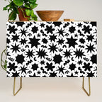 Black and white fun star doodle pattern Credenza Gallery Image 1