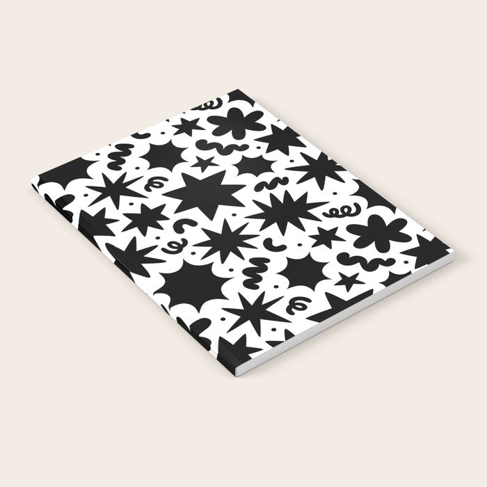 Black and white fun star doodle pattern Notebook Gallery Image 2