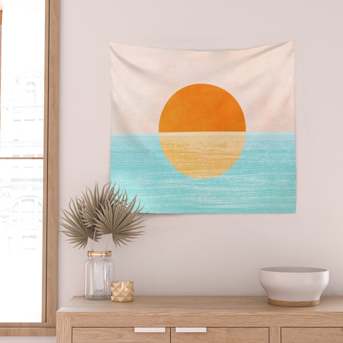 Seaside Sunset Wall Tapestry Gallery Image 2