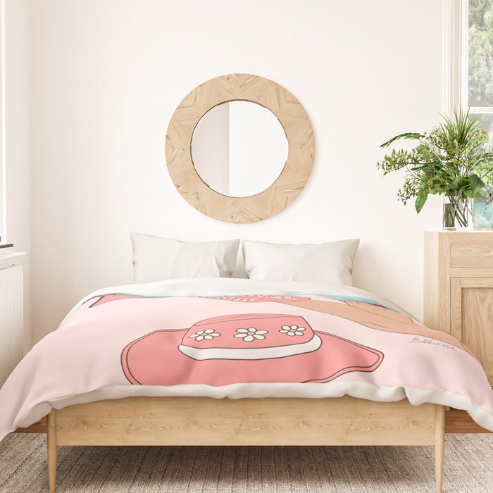 Cute Desert Cowgirl Pink Cowboy Boots Daisy Duvet Cover Gallery Image 3