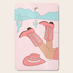 Cute Desert Cowgirl Pink Cowboy Boots Daisy Cutting Board Gallery Image 1