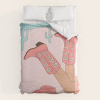 Cute Desert Cowgirl Pink Cowboy Boots Daisy Duvet Cover Gallery Image 6