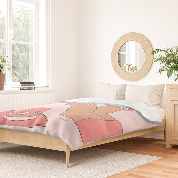 Cute Desert Cowgirl Pink Cowboy Boots Daisy Duvet Cover Gallery Image 2