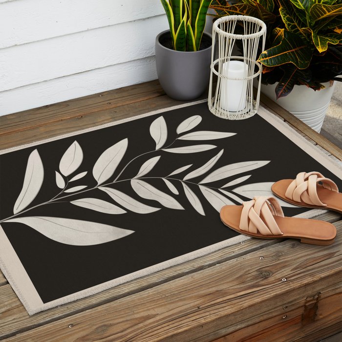 Minimalist plants and leaves Art 3 Outdoor Rug Gallery Image 2
