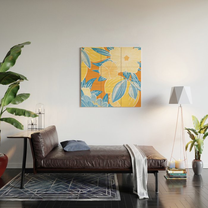 Bright Lemon Floral - Botanical Painting Wood Wall Art Gallery Image 2