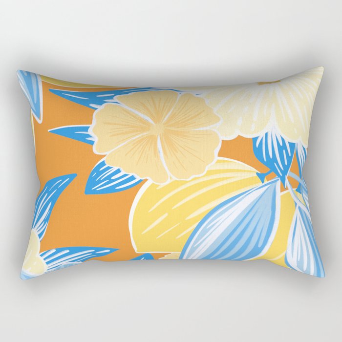Bright Lemon Floral - Botanical Painting Rectangular Pillow Gallery Image 1