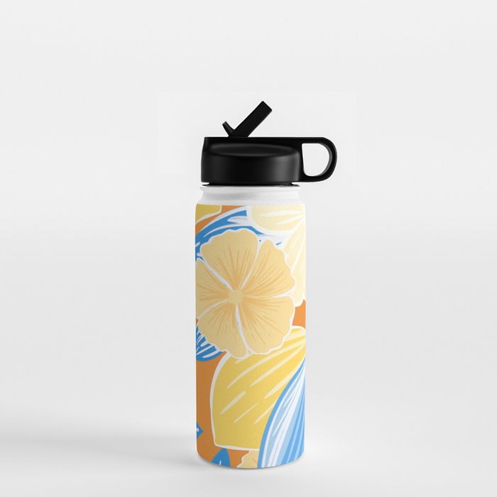 Bright Lemon Floral - Botanical Painting Water Bottle Gallery Image 1
