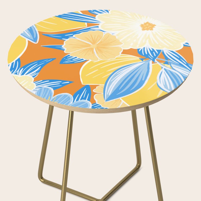 Bright Lemon Floral - Botanical Painting Side Table Gallery Image 2