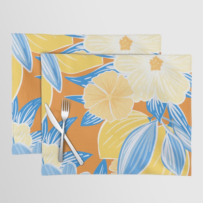 Bright Lemon Floral - Botanical Painting Placemat Gallery Image 1