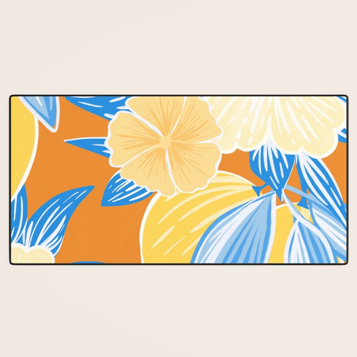 Bright Lemon Floral - Botanical Painting Desk Mat Gallery Image 3