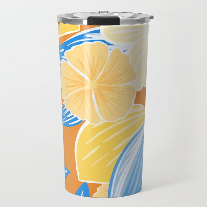 Bright Lemon Floral - Botanical Painting Travel Mug Gallery Image 1