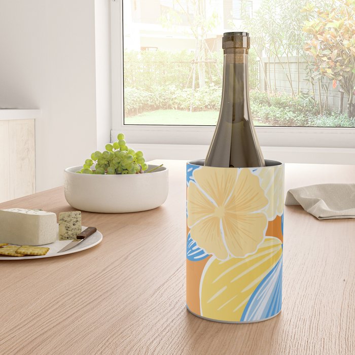 Bright Lemon Floral - Botanical Painting Wine Chiller Gallery Image 4