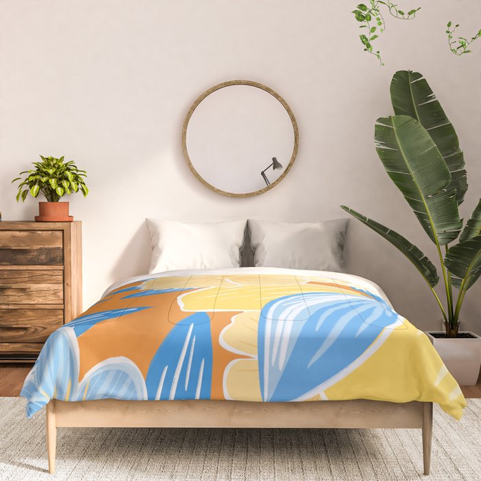 Bright Lemon Floral - Botanical Painting Comforter Gallery Image 3