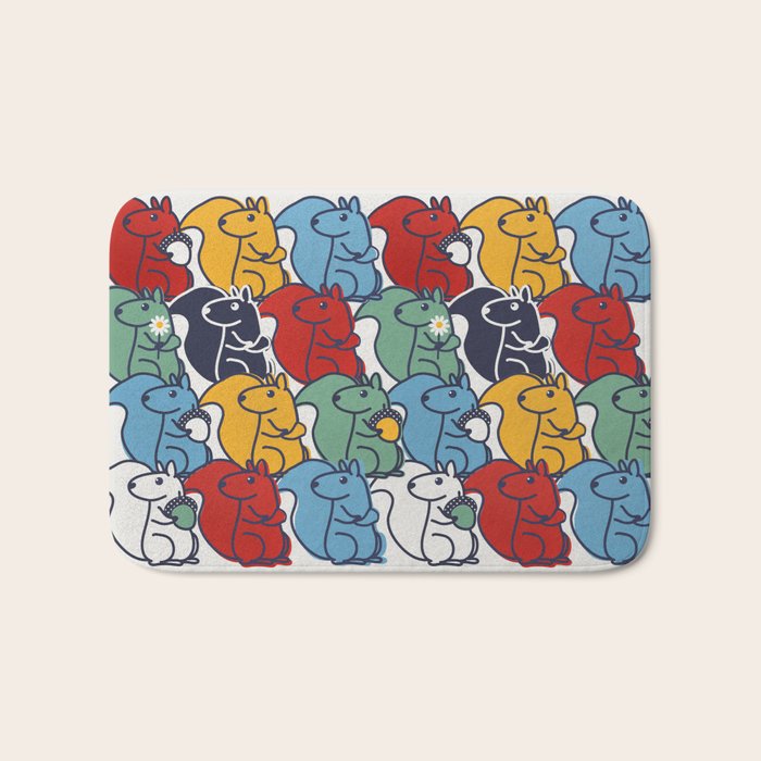 Colorful Squirrels Bath Mat Gallery Image 1