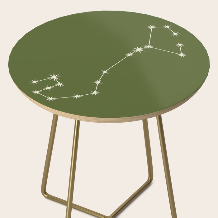Scorpio Zodiac Star Constellation Line Art Olive Green Side Table Gallery Image 2