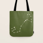Scorpio Zodiac Star Constellation Line Art Olive Green Tote Bag Gallery Image 1